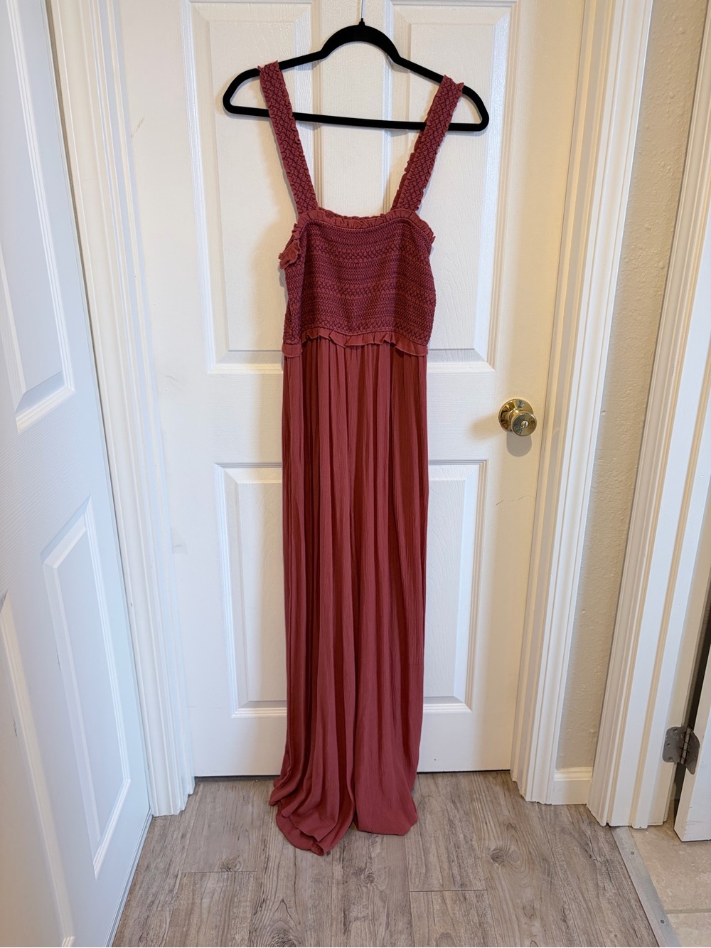 Blue Rain Francesca’s Burnt Red Smocked Jumpsuit